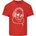 Music A Skull Wearing Headphones Kids T-Shirt Childrens Red