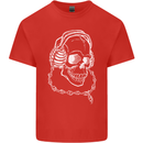 Music A Skull Wearing Headphones Kids T-Shirt Childrens Red