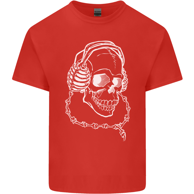 Music A Skull Wearing Headphones Kids T-Shirt Childrens Red