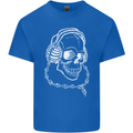 Music A Skull Wearing Headphones Kids T-Shirt Childrens Royal Blue