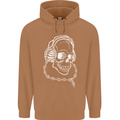 Music A Skull Wearing Headphones Mens 80% Cotton Hoodie Caramel Latte