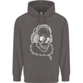 Music A Skull Wearing Headphones Mens 80% Cotton Hoodie Charcoal