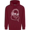 Music A Skull Wearing Headphones Mens 80% Cotton Hoodie Maroon