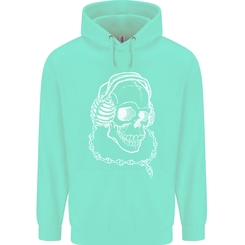 Music A Skull Wearing Headphones Mens 80% Cotton Hoodie Peppermint
