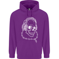 Music A Skull Wearing Headphones Mens 80% Cotton Hoodie Purple