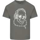 Music A Skull Wearing Headphones Mens Cotton T-Shirt Tee Top Charcoal