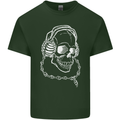 Music A Skull Wearing Headphones Mens Cotton T-Shirt Tee Top Forest Green