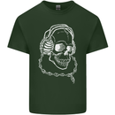 Music A Skull Wearing Headphones Mens Cotton T-Shirt Tee Top Forest Green