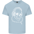 Music A Skull Wearing Headphones Mens Cotton T-Shirt Tee Top Light Blue