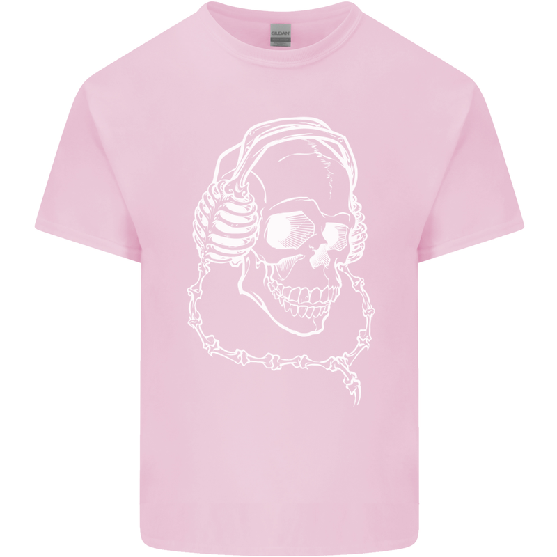Music A Skull Wearing Headphones Mens Cotton T-Shirt Tee Top Light Pink