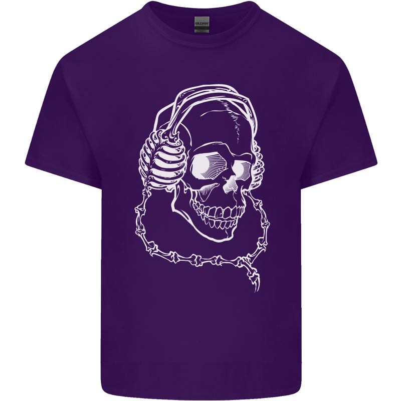 Music A Skull Wearing Headphones Mens Cotton T-Shirt Tee Top Purple