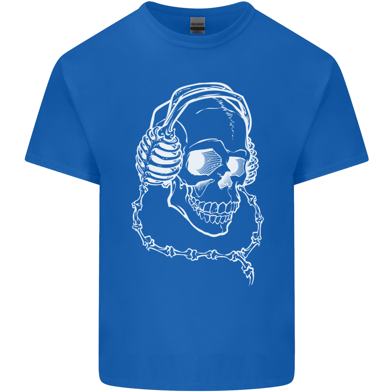 Music A Skull Wearing Headphones Mens Cotton T-Shirt Tee Top Royal Blue