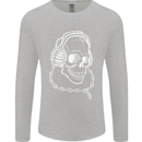 Music A Skull Wearing Headphones Mens Long Sleeve T-Shirt Sports Grey