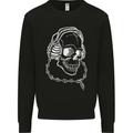 Music A Skull Wearing Headphones Mens Sweatshirt Jumper Black
