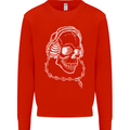 Music A Skull Wearing Headphones Mens Sweatshirt Jumper Bright Red