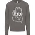 Music A Skull Wearing Headphones Mens Sweatshirt Jumper Charcoal