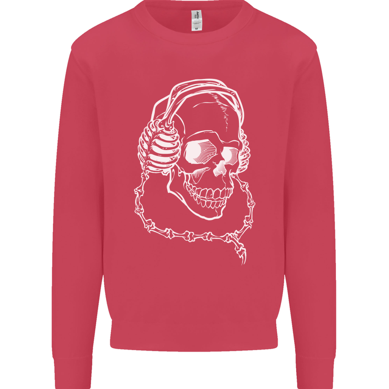 Music A Skull Wearing Headphones Mens Sweatshirt Jumper Heliconia