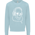 Music A Skull Wearing Headphones Mens Sweatshirt Jumper Light Blue