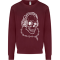 Music A Skull Wearing Headphones Mens Sweatshirt Jumper Maroon