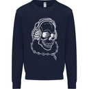 Music A Skull Wearing Headphones Mens Sweatshirt Jumper Navy Blue