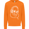 Music A Skull Wearing Headphones Mens Sweatshirt Jumper Orange