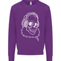Music A Skull Wearing Headphones Mens Sweatshirt Jumper Purple