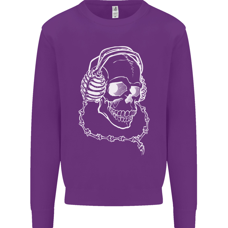 Music A Skull Wearing Headphones Mens Sweatshirt Jumper Purple