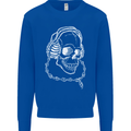 Music A Skull Wearing Headphones Mens Sweatshirt Jumper Royal Blue
