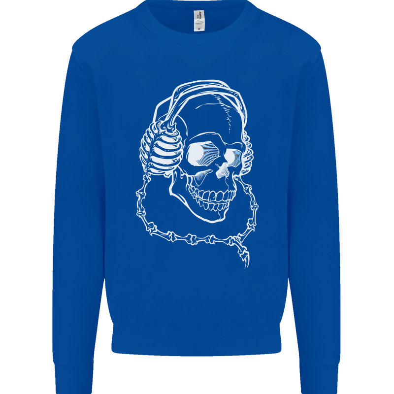 Music A Skull Wearing Headphones Mens Sweatshirt Jumper Royal Blue