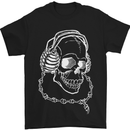 Music A Skull Wearing Headphones Mens T-Shirt Cotton Gildan Black