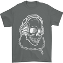 Music A Skull Wearing Headphones Mens T-Shirt Cotton Gildan Charcoal
