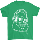 Music A Skull Wearing Headphones Mens T-Shirt Cotton Gildan Irish Green