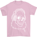 Music A Skull Wearing Headphones Mens T-Shirt Cotton Gildan Light Pink