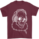Music A Skull Wearing Headphones Mens T-Shirt Cotton Gildan Maroon