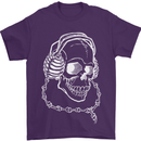 Music A Skull Wearing Headphones Mens T-Shirt Cotton Gildan Purple