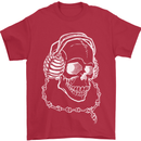 Music A Skull Wearing Headphones Mens T-Shirt Cotton Gildan Red
