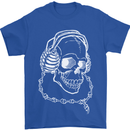 Music A Skull Wearing Headphones Mens T-Shirt Cotton Gildan Royal Blue