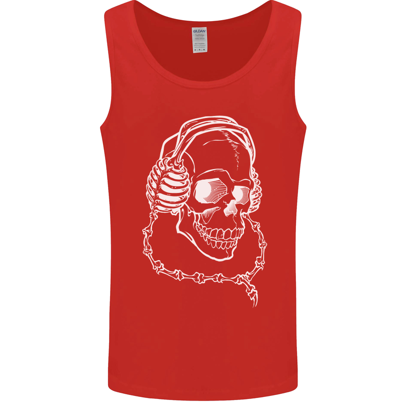 Music A Skull Wearing Headphones Mens Vest Tank Top Red
