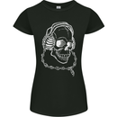 Music A Skull Wearing Headphones Womens Petite Cut T-Shirt Black