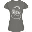 Music A Skull Wearing Headphones Womens Petite Cut T-Shirt Charcoal