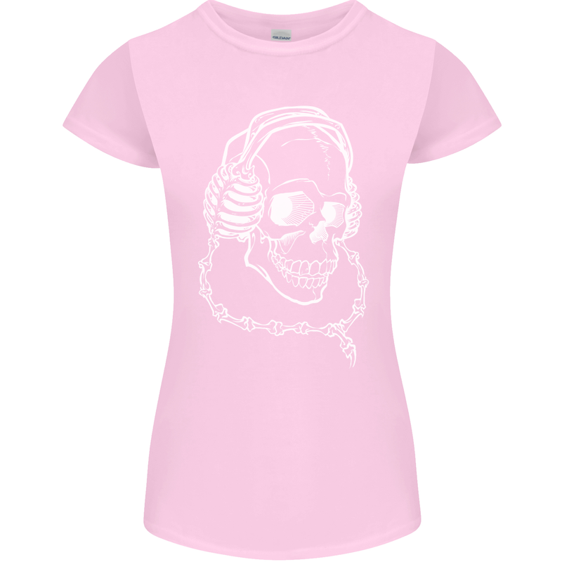 Music A Skull Wearing Headphones Womens Petite Cut T-Shirt Light Pink