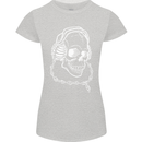 Music A Skull Wearing Headphones Womens Petite Cut T-Shirt Sports Grey
