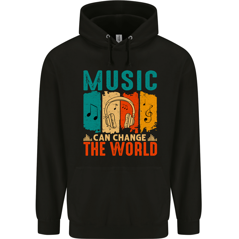 Music Can Change the World Childrens Kids Hoodie Black