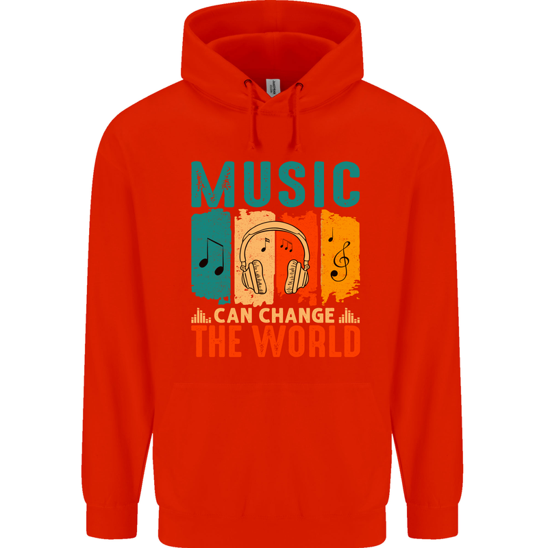 Music Can Change the World Childrens Kids Hoodie Bright Red