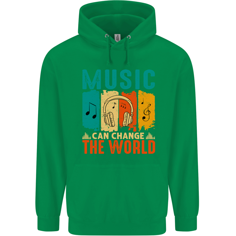 Music Can Change the World Childrens Kids Hoodie Irish Green