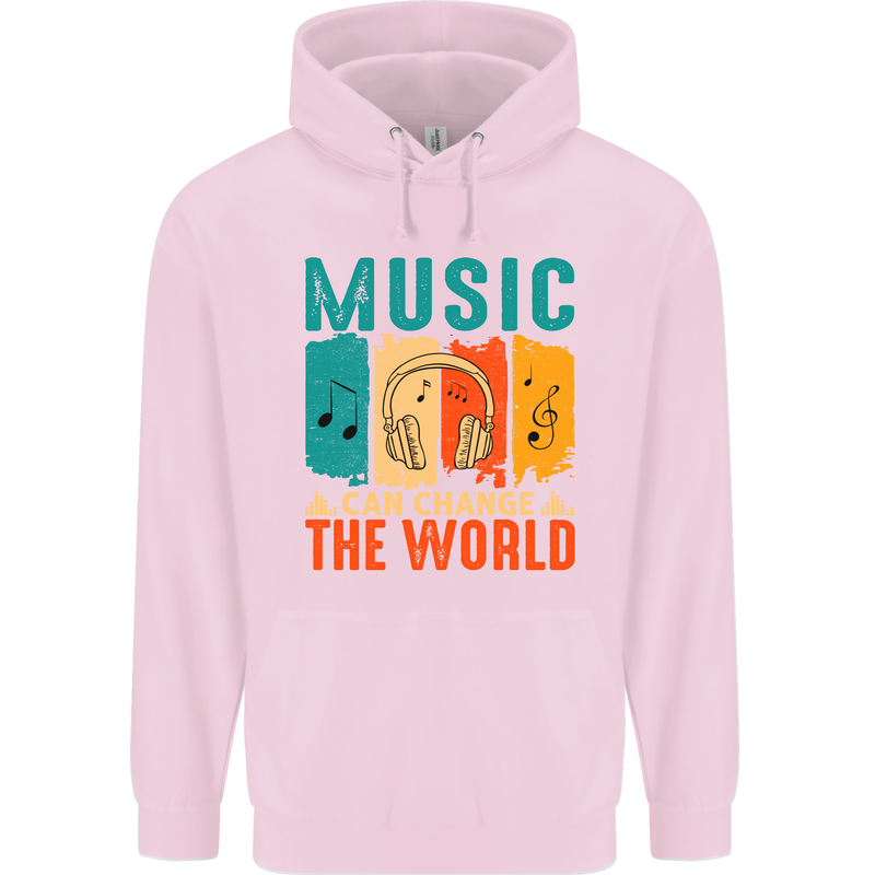 Music Can Change the World Childrens Kids Hoodie Light Pink