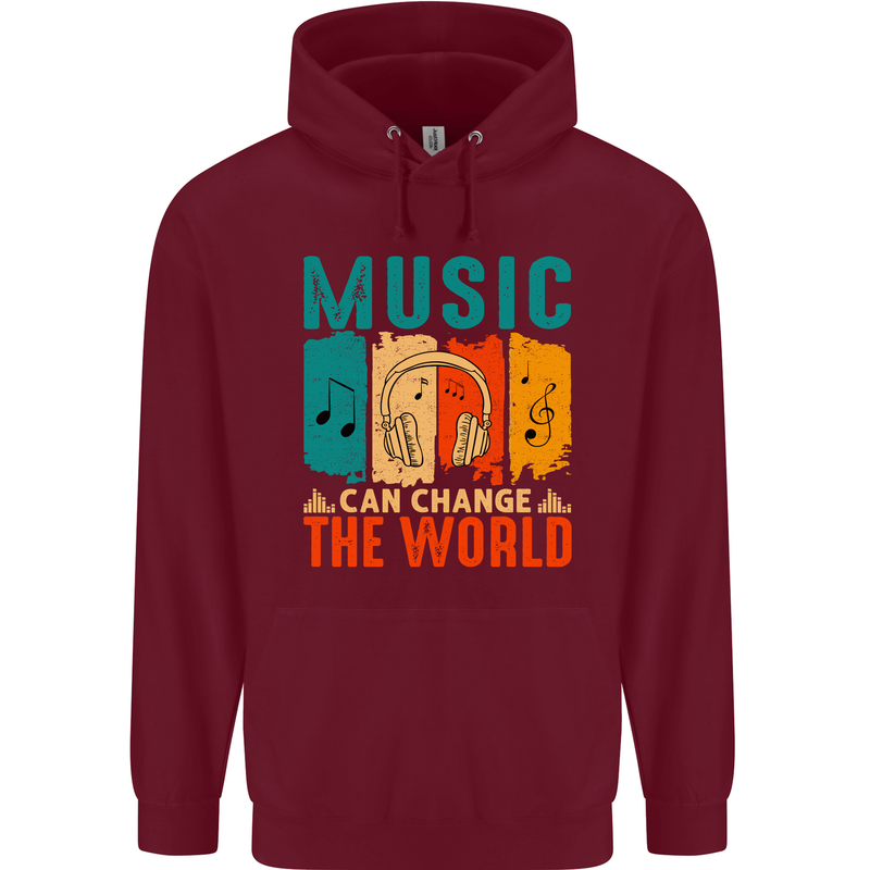 Music Can Change the World Childrens Kids Hoodie Maroon