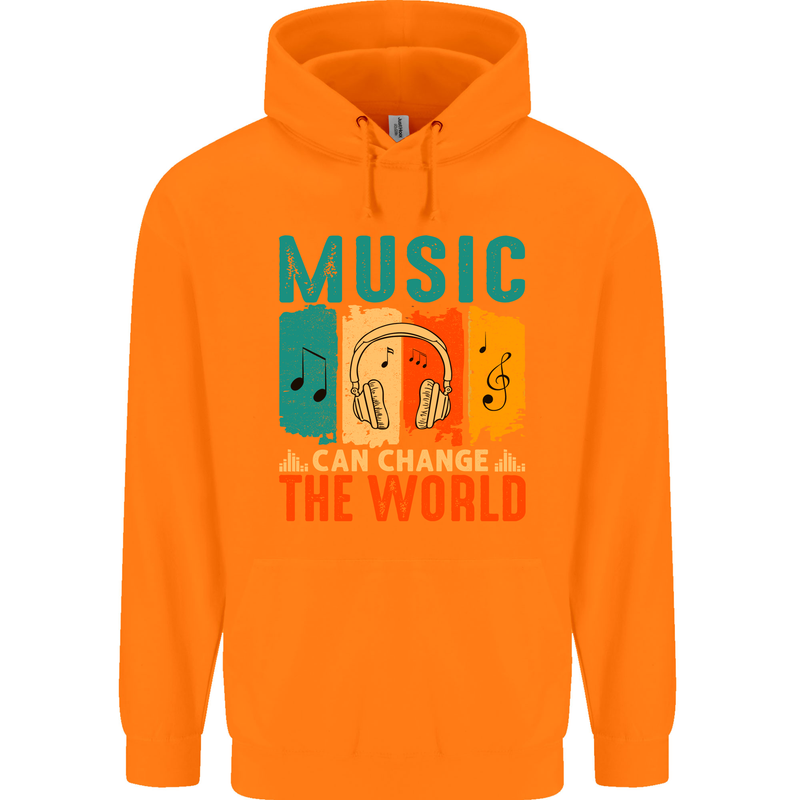 Music Can Change the World Childrens Kids Hoodie Orange