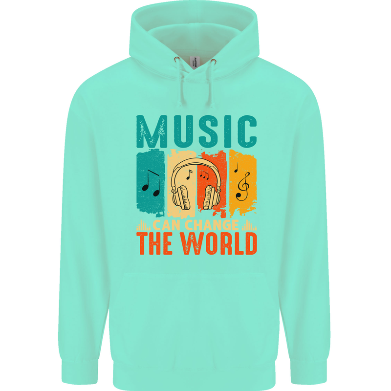 Music Can Change the World Childrens Kids Hoodie Peppermint