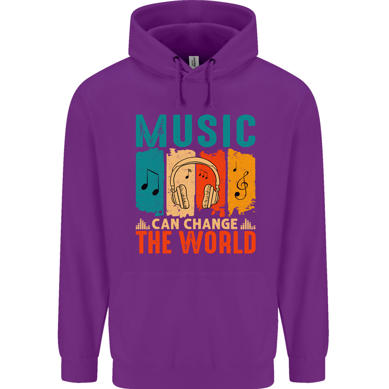 Music Can Change the World Childrens Kids Hoodie Purple